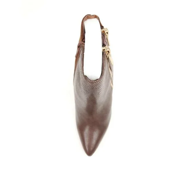 JUSTFAB Remi Brown Combo Side Zipper Platform Heel Bootie Boots Size 5.5 - Picture 5 of 9